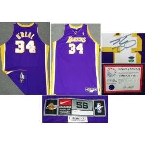  Shaquille ONeal Signed Lakers Nike Purple Jersey: Sports 