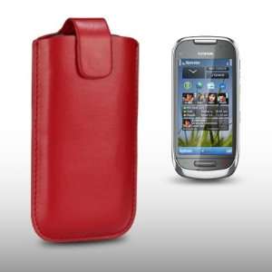  NOKIA C7 RED PU LEATHER POCKET POUCH COVER CASE BY 