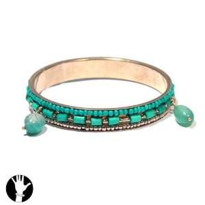   sg paris women bracelet rigid bracelet gold turquoise glass Jewelry