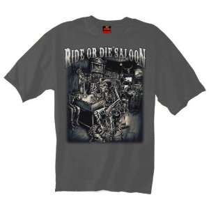  Hot Leathers Charcoal Large Ride or Die Saloon T Shirt 