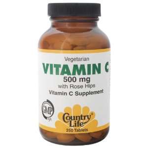  Country Life   Vit C, 500 Mg, with Rose Hips, 250 tab 