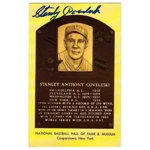  Stanley Coveleski Autographed Hall of Fame Plaque Postcard 