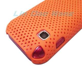 Orange Mesh Hard Case Back Cover + Screen Protector For SAMSUNG C3300 