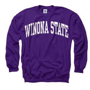  Winona State Warriors Purple Arch Crewneck Sweatshirt 
