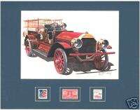 FirefightersSEAGRAVE FIRE ENGINE Print,3 Postal Stamps  