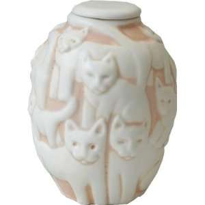  Cat Cremation Urn: White/Apricot Two Tone (shown): Patio 