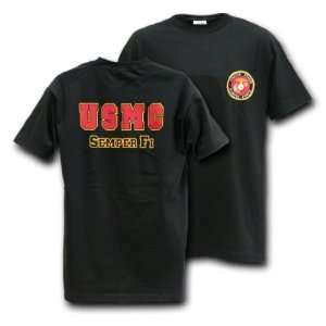 United States Marines USMC Semper Fi Black T shirt Size 