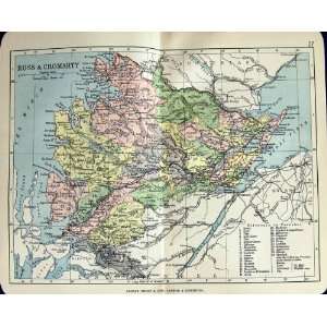   1902 Map Counties Scotland Ross Cromarty Moray Firth