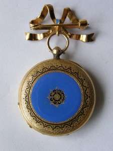 18kt gold&enamell brooch type watch for Ottoman market  