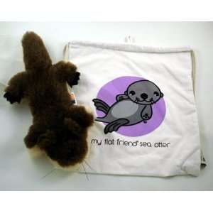  Flat Friends Sea Otter with Cotton Drawstring Bag: Toys 
