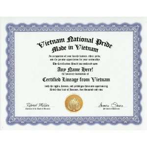  Vietnam Vietnamese National Pride Certification Custom 