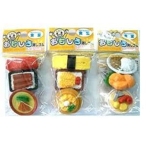  3 Pcs Eraser Set, Cute Japanese Food Assorted Designs (1 