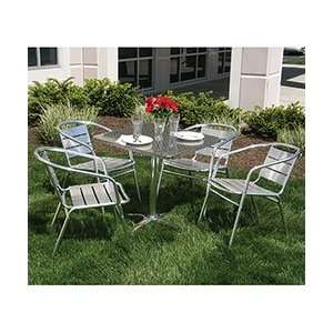  Florida Seating KIT Outdoor Aluminum Set, 4 Arm Chairs and 