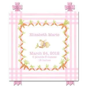 Snuggle Bunny Canvas Birth Announcement in Bebe Pink