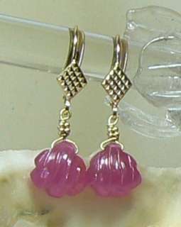 RARE NATURAL PINK SAPPHIRE BRIOLETTE 14K GOLD EARRINGS  