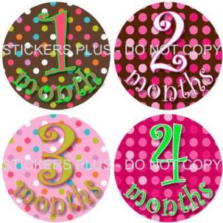 Monthly Onesie Baby Stickers Girl Polka Dots Curlz Gift  
