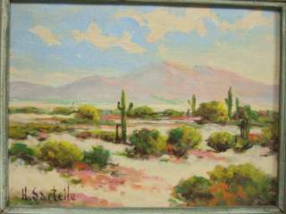 1930s Herbert Sartelle California Artist Desert Landscape Oil 