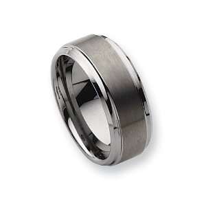  Dura Tungsten Ridged Edge 10mm Brushed and Polished Band 