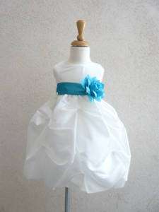 NEW IVORY TURQUOISE INFANT PAGEANT PARTY FLOWER GIRL DRESS 6 12 18 24 