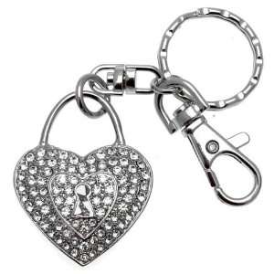  Acosta Jewellery   Clear Crystal Padlock Heart   Bag Charm 