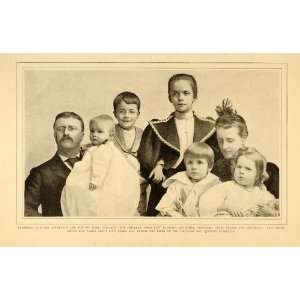 1901 President Theodore Roosevelt Children Alice Print   Original 