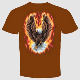 USA T shirt Eagle Flames Harley Davidson Biker Screaming Military 