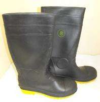 NEW 15 IN. STEEL TOE RUBBER WORK BOOTS SIZE 8 Black Yellow Tread 