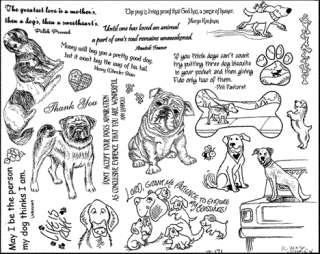 Unmounted Rubber Stamps Sheet Dog Dogs Canine Sayings  