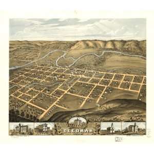  Historic Panoramic Map Decorah, Winneshiek County, Iowa 