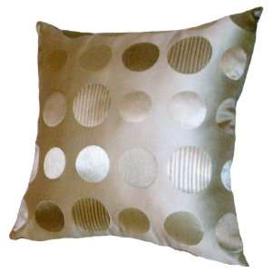  20x20 Beige Polka Dot Brocade Decorative Throw Pillow 