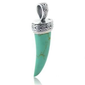  Bling Jewelry Sterling Silver Turquoise Horn Pendant 