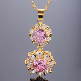 30% OFF Fashion Jewelry Pink Sapphire Round Cut Gold Tone Pendant 