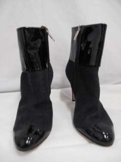 Gianvito Ross Dark Gray Wool/Patent Leather Top/Toe Heel Boots 37 