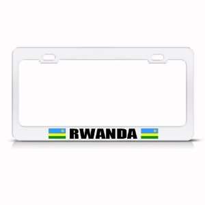  Rwanda Flag White Country Metal license plate frame Tag 