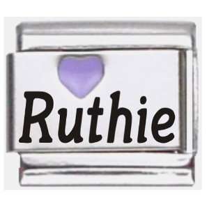  Ruthie Purple Heart Laser Name Italian Charm Link Jewelry