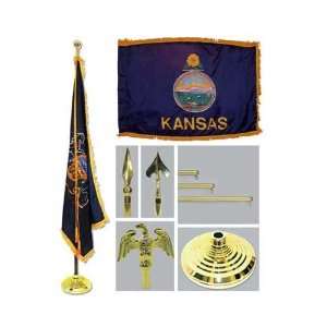  Kansas 4ft x 6ft Flag telescoping Flagpole Base and Tassel 