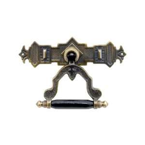Ebonized Wood Drop Pull with Eastlake Escutcheon In Antique By Hand 