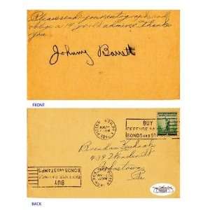Johnny Barrett Signed 1942 Gov Postcard JSA COA Pirates   MLB Cut 