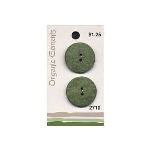  Round 2 Hole Wood Button 1in Green (3 Pack)