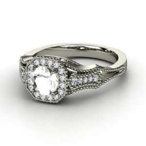  Melissa Ring, Round Rock Crystal Platinum Ring with 
