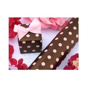  Brown with Pink Polka Dots Gift Wrapping Paper   30in. x 