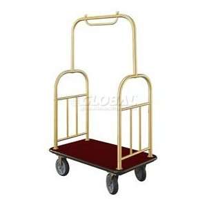 Ball Top Bellman Cart 40x25 Satin Brass Burgundy Carpet, 4 