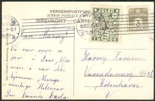 DENMARK 1906, 3ore + Christmas Seal tied on postcard  