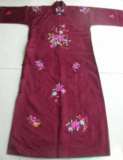 Chinese old hand embroidery long silk robe Costume  