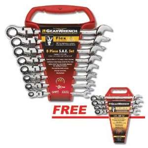 KD Tools 9701A 8 pc. SAE Flex Head Combination Ratcheting GearWrenchTM 