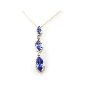   Shape Tanzanite & Diamond Drop Pendant & 18 Chain Necklace: Jewelry