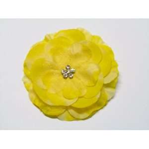 Yellow 3.3 Jeweled Center Flower Hair Clip Hair Accessories For All 