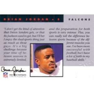  Brian Jordan certified autograph Atlanta Falcons 1992 Pro 
