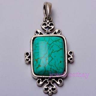 Natural Turquoise Tibet Silver Inlay Pendant / charm  