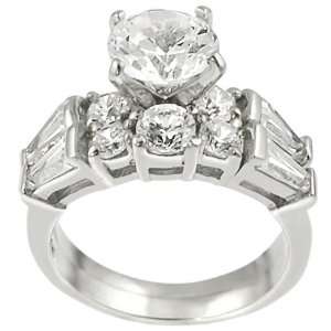    Sterling Silver Round Cut Bridal Set CZ Ring, Size 8: Jewelry